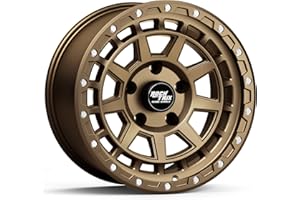 RockTrix RT114 17 inch Wheel Compatible with Jeep Wrangler JK JL 17x9 5x5 Wheels (-12mm Offset, 4.5in Backspace) 5x5 PCD, 71.5mm Bore, Bronze Wheels, Also fits Gladiator JT Rims