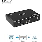 Portta HDMI Converter HDMI to AV or CVBS Composite Plus S-Video Converter V1.3 Support 1080P Plastic Case for PS3 PS4 Blu-ray DVD XBOX Notebook etc