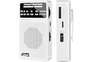 TRELC Portable Radio AM FM, Pocket Radios with Excellent Reception, Speaker & Headphone Jack, Battery Operated Mini Transistor Radios with Back Clip for Indoor, Outdoor, Gift for Elderly (White)