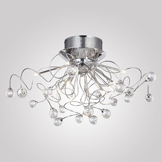 Modern Schon 11 Halogen Lamp Clear Crystal Flush Mount Ceiling