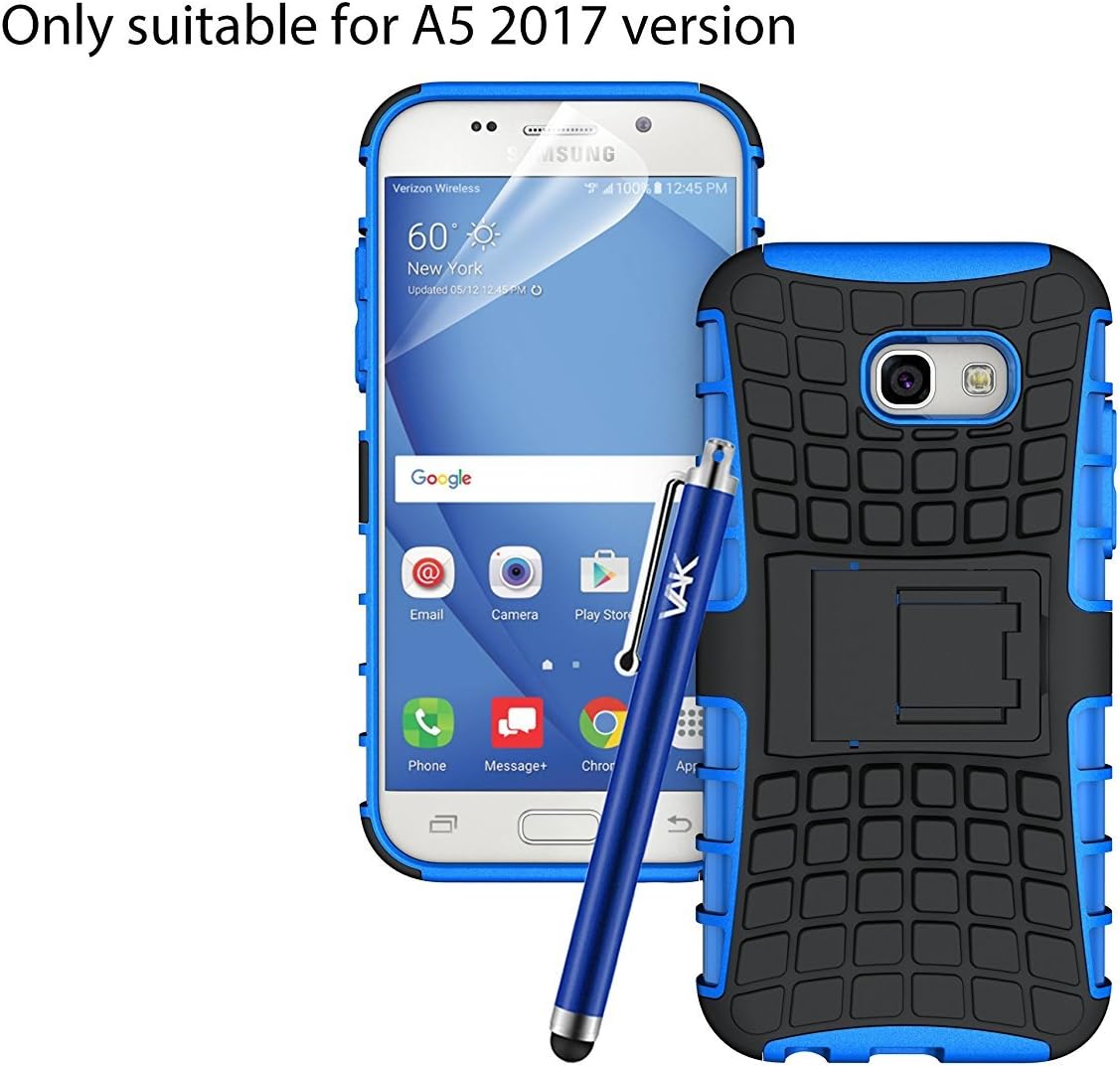 Galaxy A5 2017 Case, Heavy Duty Armour Tough ShockProof Builder Hard Back Stand Case Cover For Samsung Galaxy A5 2017 With Screen Protector & Touch Stylus (Blue)