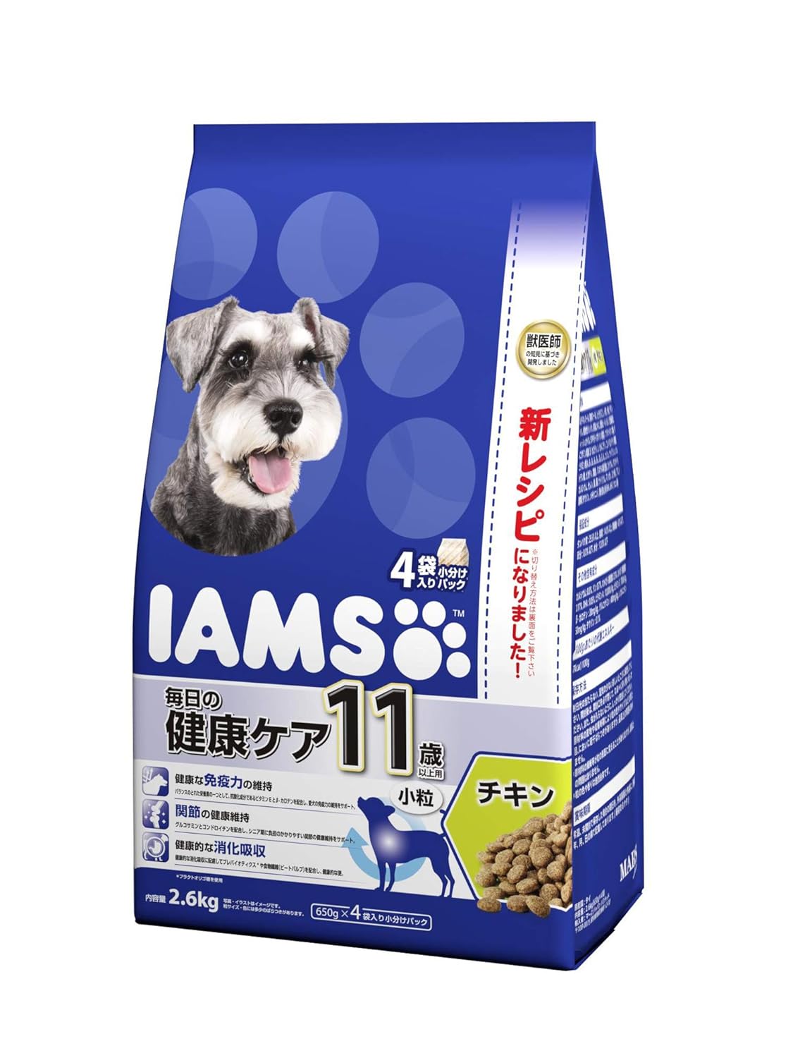 Amazon Co Jp アイムス Iams ドッグフード 11歳以上用 毎日の健康ケア 小粒 チキン シニア犬用 2 6kg 4 ケース販売 ペット用品