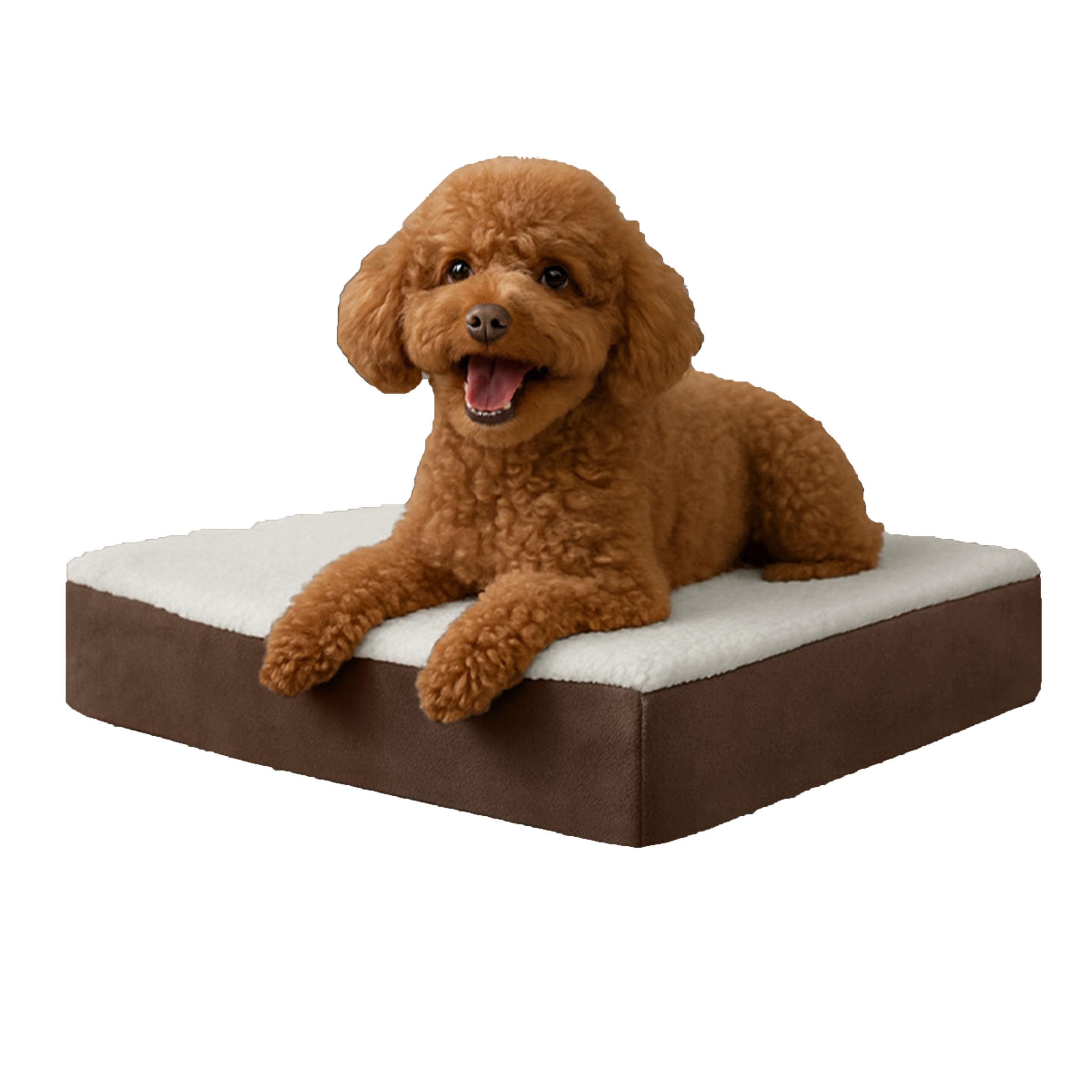 PETMAKER Orthopedic Dog Bed - 2-Layer Memory Foam Crate Mat with Machine Washable Sherpa Cover - 20x15 Pet Bed for Small Dogs Up to 20lbs (Brown)