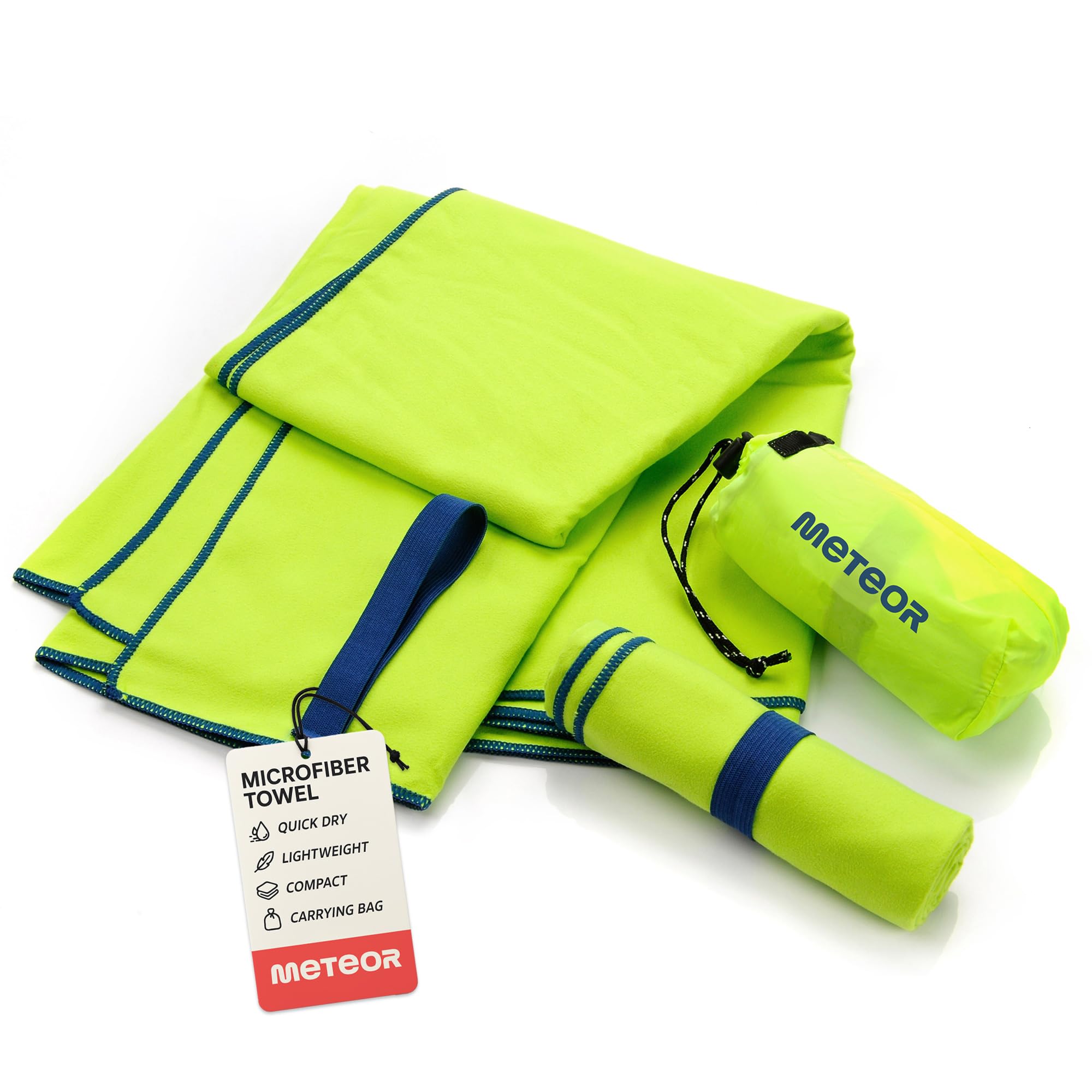 Meteor - Microfibre Quick Dry Towel - 42 x 55 cm – Lightweight Gym, Swimming, Yoga – Compact Beach Blanket, Bath Sheet - for Pets, Dogs - Camping Equipment – Men, Women, Kids - Green