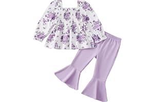 Kucnuzki Baby Girl Clothes Toddler Girl Outfits Fall Winter Long Sleeve T Shirts Top Flare Leggings Pants Kids Clothing