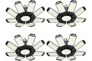 Garage Light - 4 Pack 260W 26000LM LED Garage Lights with 8+1 Adjustable Panels and Constant Drive, Suitable for E26/E27 Base