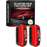 Automotive Oil Film Cleaning Brush for Auto Windows,Upgraded Clear Vision Glass Cleaner,Reusable Anti-Rain Fog Windshield Glass Oil Film Remover,Removes Glass Cleaning Board Improves Visibility,2PCS