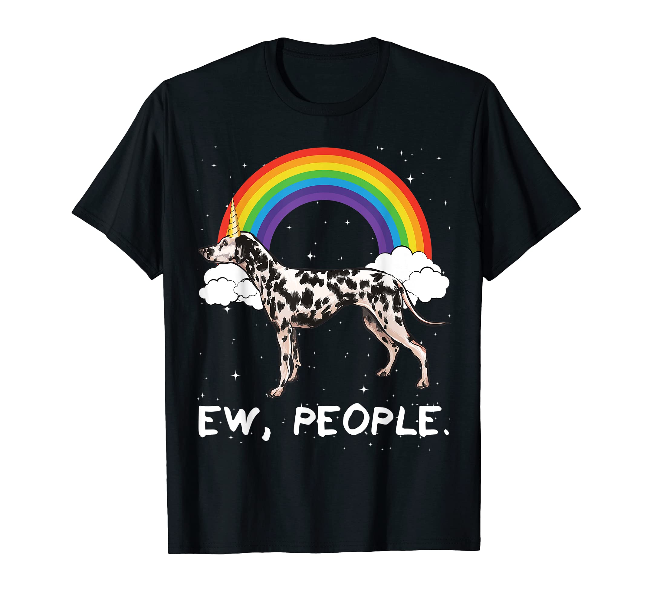 Rainbow Dalmatian Ew People Unicorn Dog T-Shirt