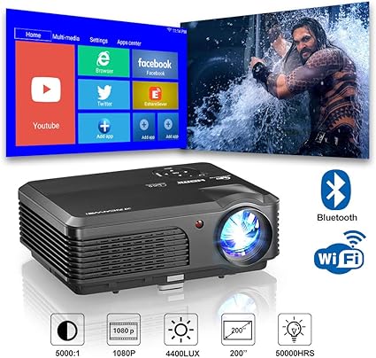 Amazon Ledプロジェクター Android搭載 Bluetooth Hd 4600lm ビデオプロジェクターwi Fi ホームシアター Airplay Hdmi Usb Rca Vga Avをサポートスマートフォンdvdゲームコンソールラップトップアウトドアムービー用 Cweug パソコン 周辺機器 通販