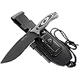 JEO-TEC Nº9 Bushcraft Survival Hunting Camping Fixed Blade Knife, MOVA Stainless Steel, 11" Overall, Multi-positioned Leather Sheath - Handmade