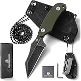 DRACHENADER X-WH 5.78" Neck Knife with Kydex Sheath, D2 Steel Stonewashed Wharncliffe Blade with G10 Handle, Fixed Blade Knife for Men