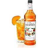 Monin - Peach Syrup, Fresh and Juicy Flavors, Great for Iced Teas, Lemonades, and Sodas, Non-GMO, Gluten-Free (1 Liter)