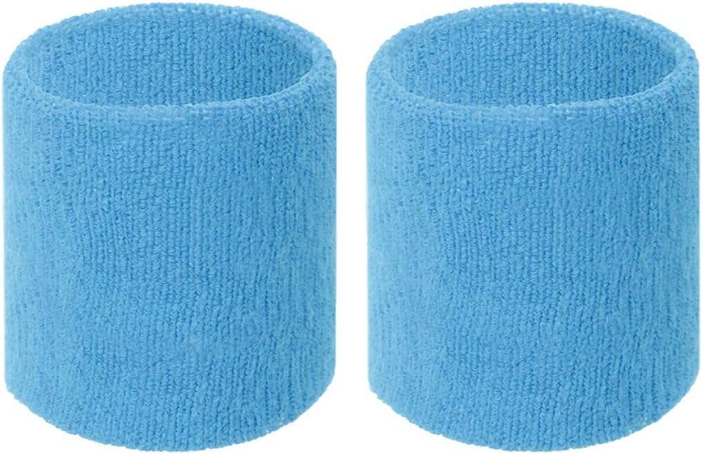 Colorful Cotton Sport Wristbands for Men and Women - 3" Athletic Terry Cloth Sweatbands in Neon Colors - Wrist Sweat Bands for Tennis, Basketball, Running, Gym (1 Pair)