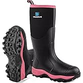Trudave Rubber Boots for Women with Steel Shank, Waterproof Insulated Mud Rain Boots, 6mm Neoprene Anti-slip Outdoor Work Boots, Size 6-11