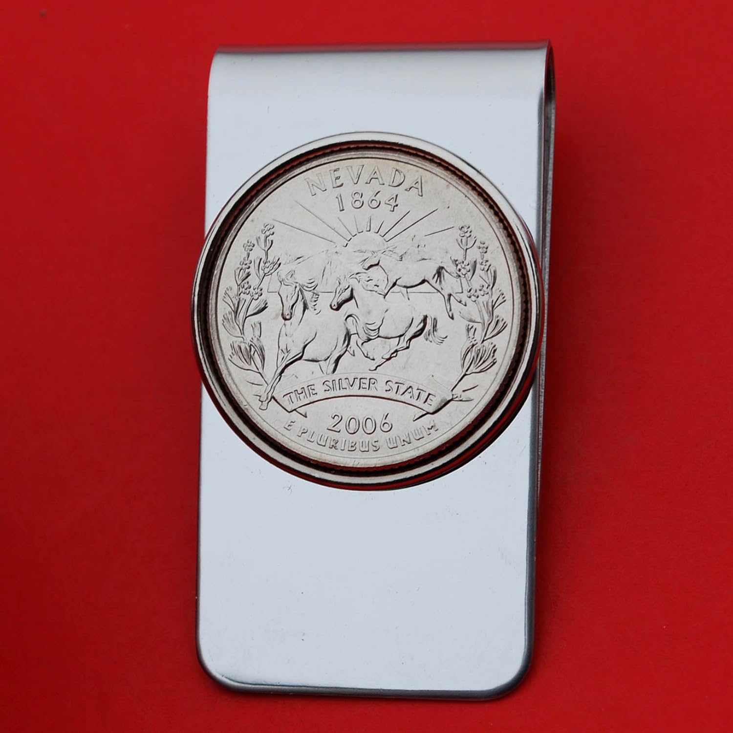 Amazon Com Us 2006 Nevada State Quarter Bu Uncirculated Coin Money Clip New Handmade