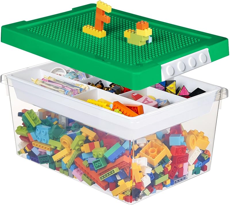 Greentainer Storage Bins with Lids Cube Toy Box Tray Stackable Organiser