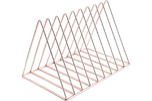 Cq acrylic Triangle File Folder Racks and Magazine Holder,10 Section Metal Newspaper Holder Magazine File Storage for Office Home Decoration,Rose Gold