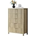 5 Drawers Dresser for Bedroom, 44 Inches Tall Modern Bedroom Dressers, Chest of Drawers for Bedroom, Fluted Dresser for Closet Organizer for Living Room, Hallway, Entryway (Sunwashed Ash Oak)