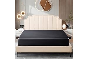 Ersmak Satin Fitted Sheet Only, Luxury Silky King Fitted Sheet Ultra Soft Deep Pocket Bottom Sheet, Wrinkle & Fade Resistant - Black