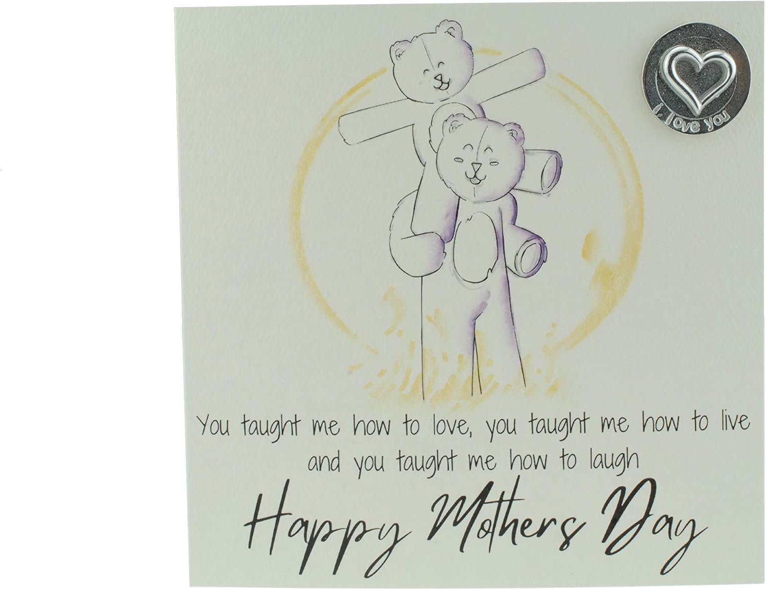 Mothers Day Card with Cute Bear on Shoulders - Comes with ‘I Love You’ Gift Token (gc-mumshouldersily)