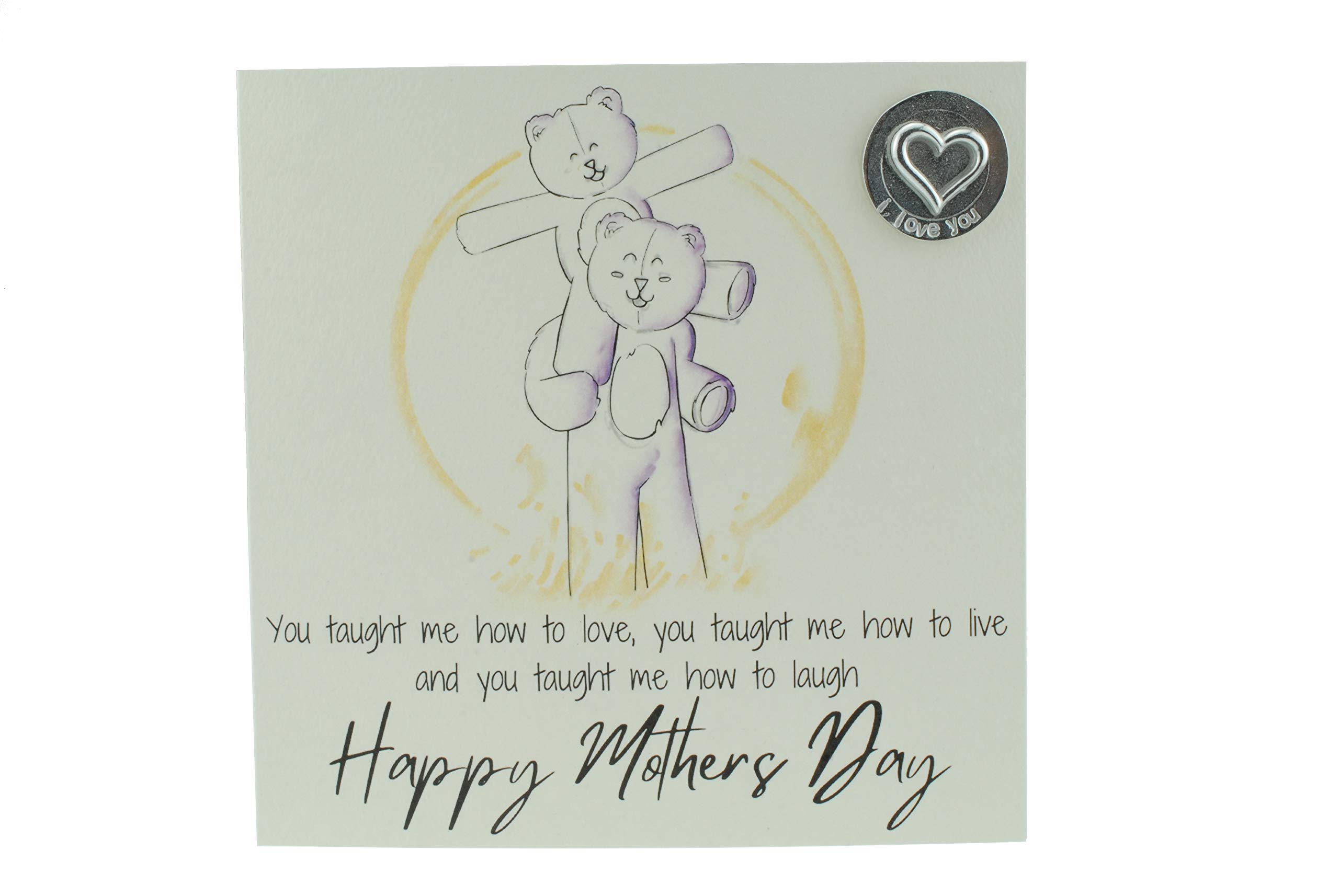 Mothers Day Card with Cute Bear on Shoulders – Comes with ‘I Love You’ Gift Token (gc-mumshouldersily)