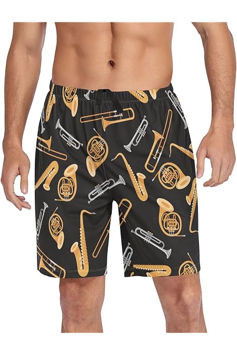 MINDBBDFJ Musical Instruments Print Pajama Shorts For Men, Men