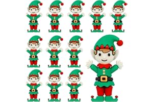 Halloscume 12 Pcs Mini Christmas Elf Figurines Mini Elves Figurines to Hide Tiny Rubber Christmas Ornaments for Gifts Home Kitchen Table Decorations (Primary Color)