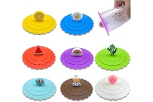 8PCS Silicone Cup Lids Mug Cover, Reusable Food Grade Silicone Cup Covers Silicone Cups Lid Set for Home, Kitchen, Office, Co
