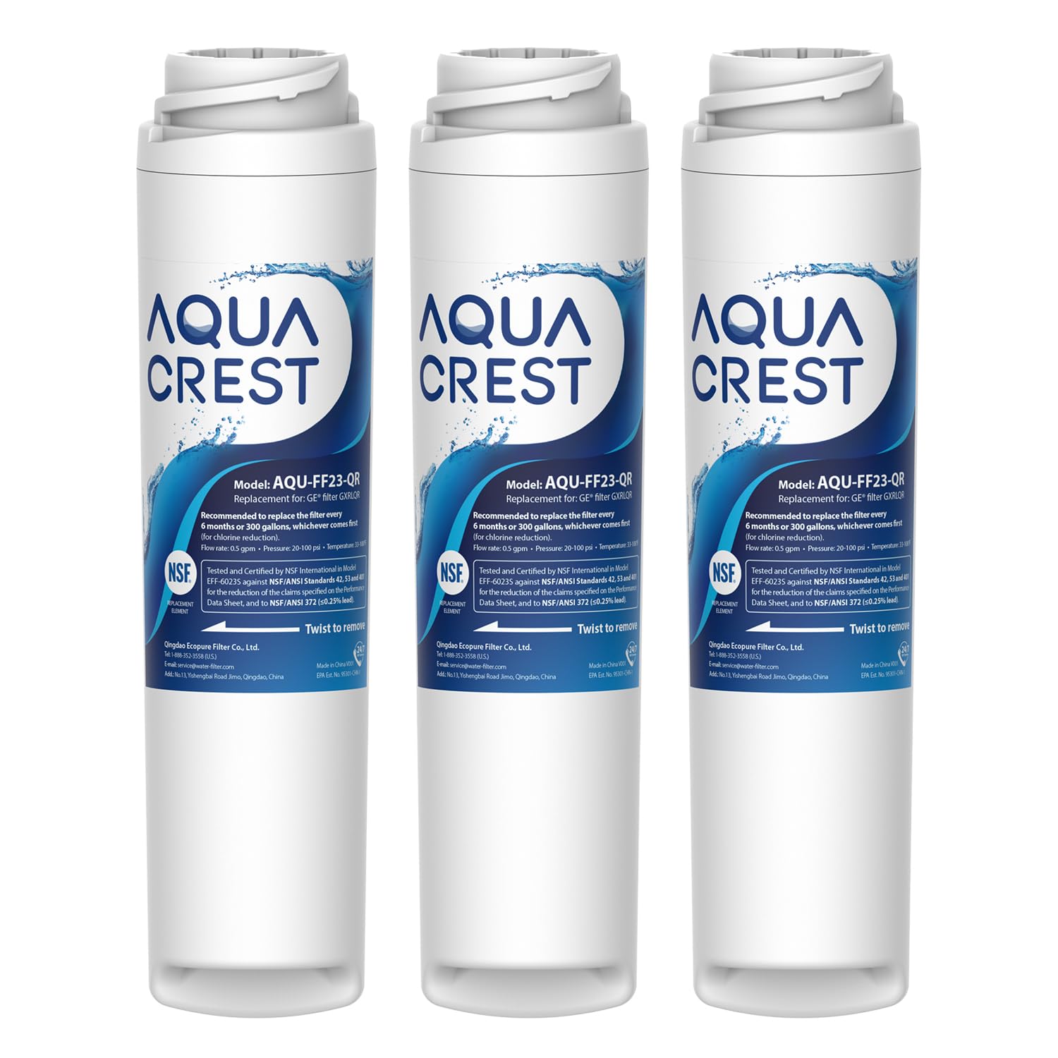 AQUACREST Untertisch-Wasserfilter GXRLQR – NSF Zertifiziert, Reduziert Chlor, Blei & Schadstoffe