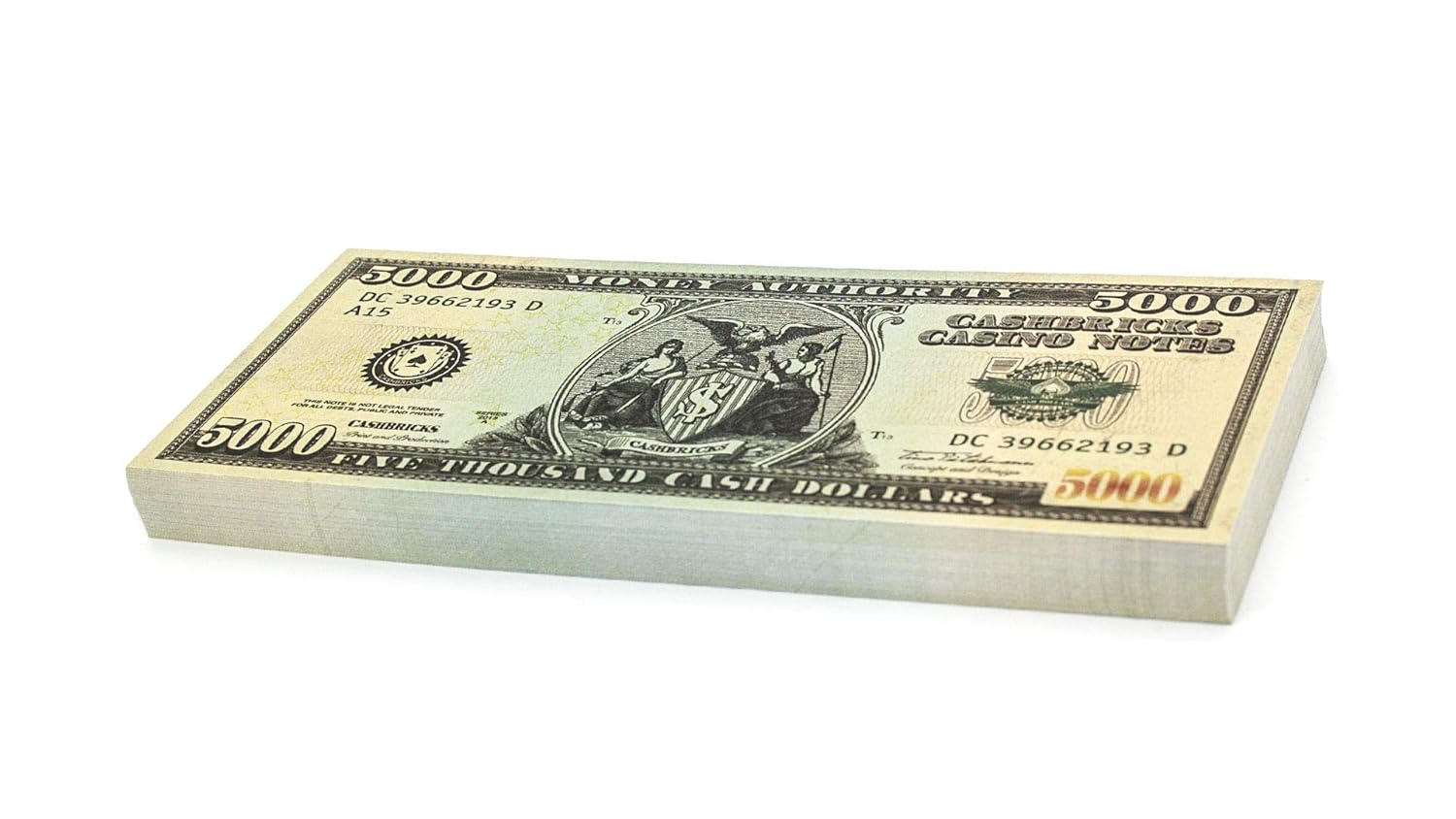 cashbricks 100 x 5000 dollar play money banknotes amazoncouk toys