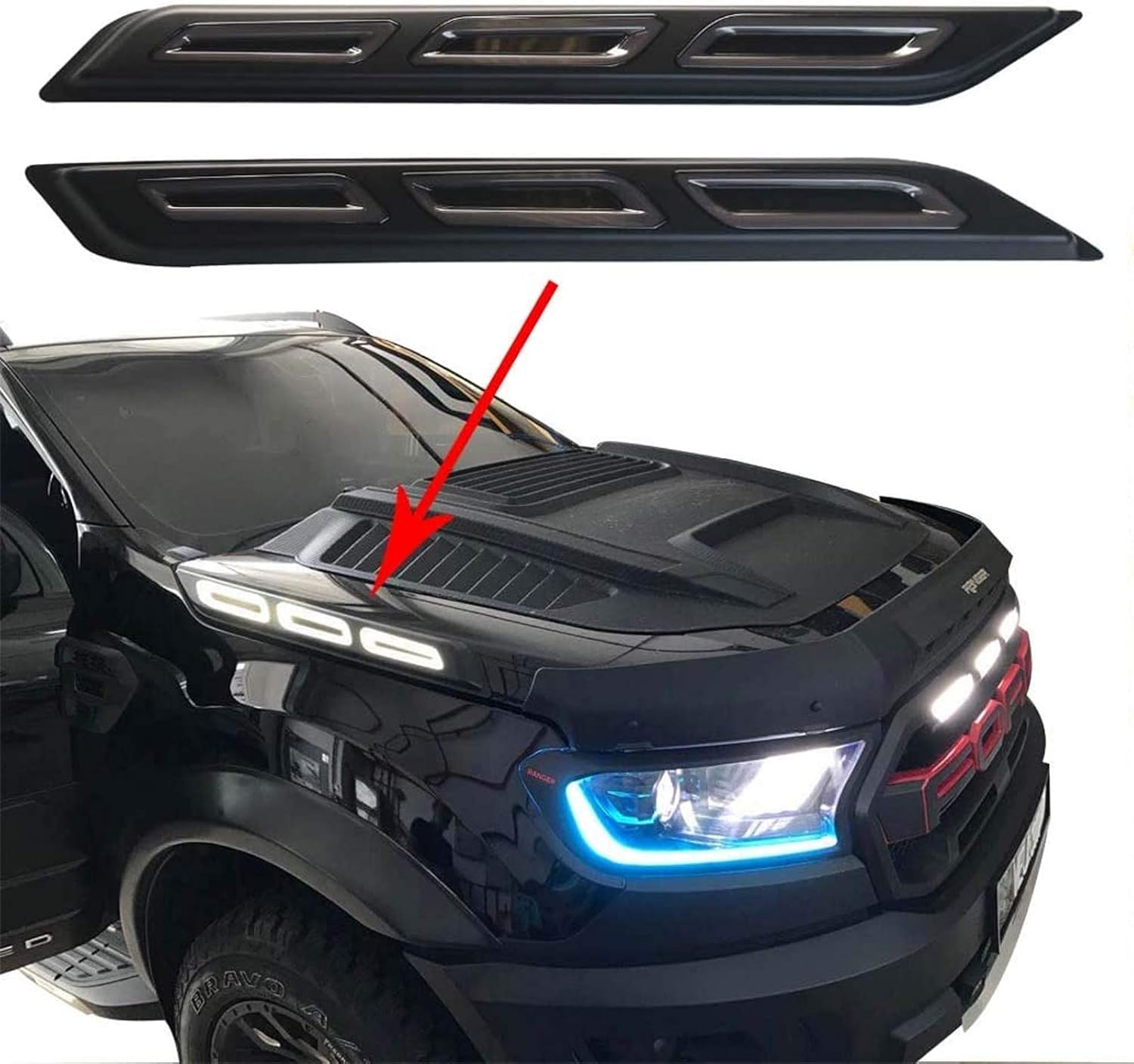 JHCHAN LED DRL Daylight Daytime Running Lights Turn Signal Hood Light