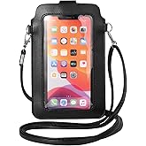 Women Crossbody Bag with Touch Screen Window Small Cell Phone Purse Shoulder Pouch for iPhone 17 Pro, 16 15 14 13 12 11 Pro Max Samsung Galaxy S25 S24 S23 S22 Plus Google Pixel 10 9 Pro 9a 8 7 (Black)