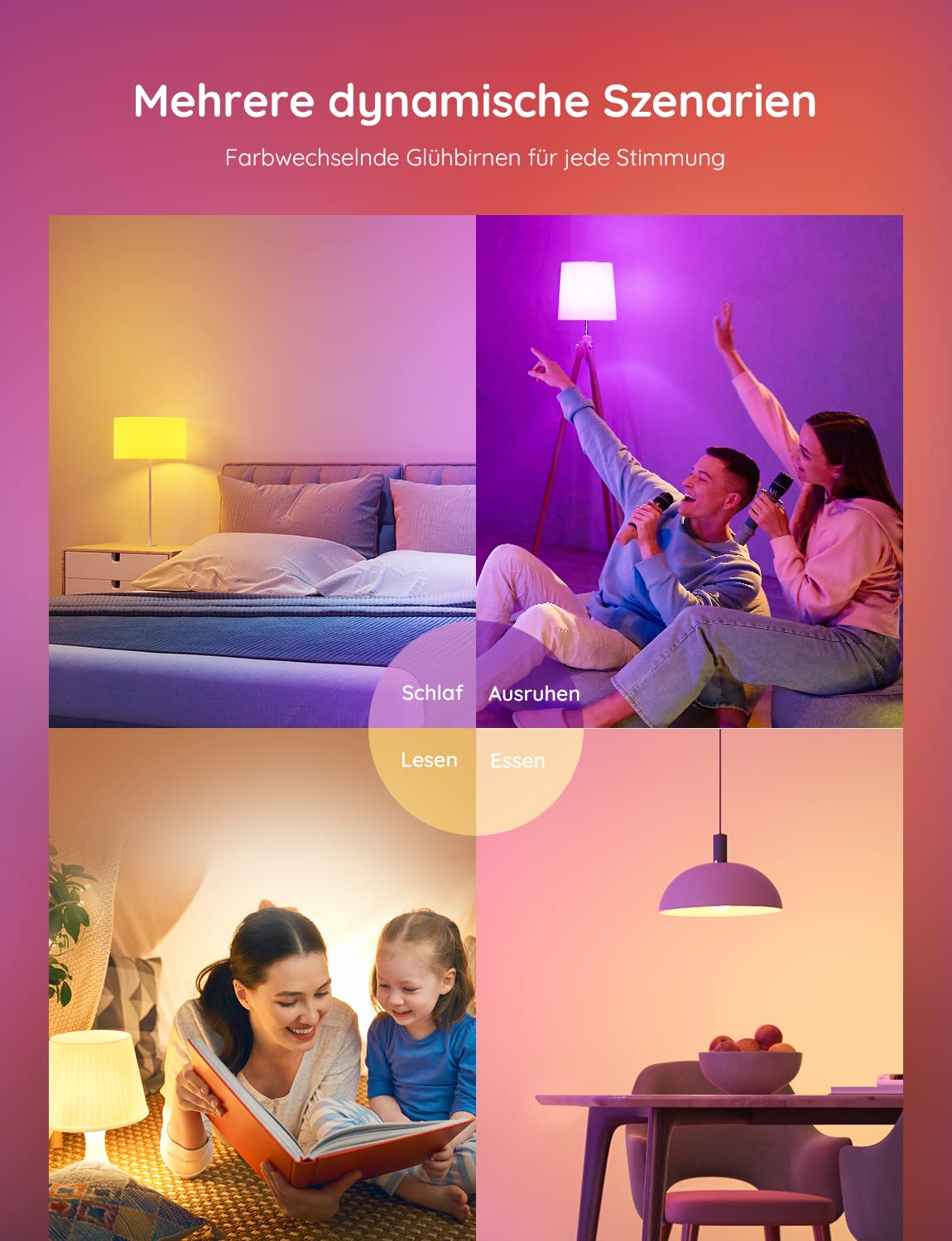 Govee Smart Light Bulb E27, WLAN Lamp RGBWW Dimmable with 16 Million Colours, 54 Scenes, Alexa Accessories LED Smart Bulb Works with Alexa Google Assistant, Timer, Group Control, Pack of 6