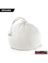 Master of Muscle Chalk Bag Ball - Perfect for Rock Climbing, Weight Lifting, Gym, Workout, Gymnastics, and Powerlifting - Includes Workout eBook with Elite Lifting Techniques (White)
