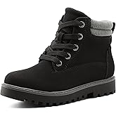 MIXIN Girls Boys Combat Hiking Snow Boots Waterproof Non-Slip Fashion Work Ankle Boots with Lace Up Side Zipper for Little Big Kids