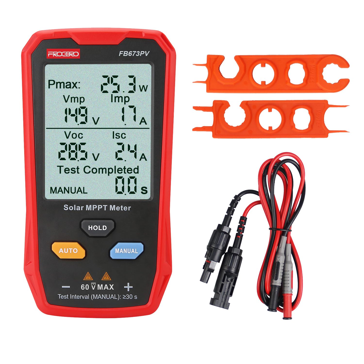 Photo 1 of FrogBro Upgrade Solar Panel Tester Meter Photovoltaic Multimeter 800W, Solar MPPT Meter with Large Ultra Clear LCD, Smart MPPT Open Circuit Voltage Troubleshooting Utility Tool for Solar PV Testing
