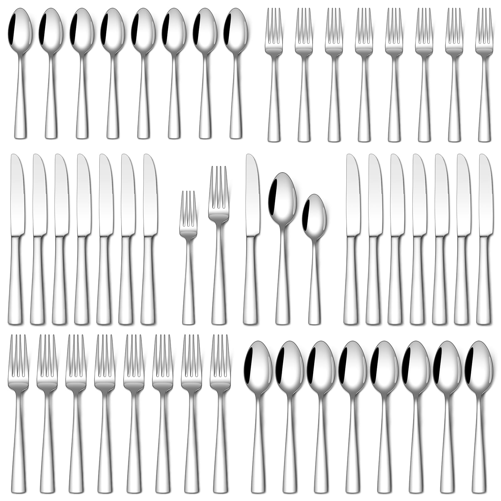 Photo 1 of **MISSING ABOUT HALF**Stapava 40 Piece Silverware Set, Food-Grade Stainless Steel Flatware Sets for 8 Mirror Polished Cutlery Utensil Sets Include Dinner Knives Spoons and Forks Set Dishwasher Safe for Home Restaurant