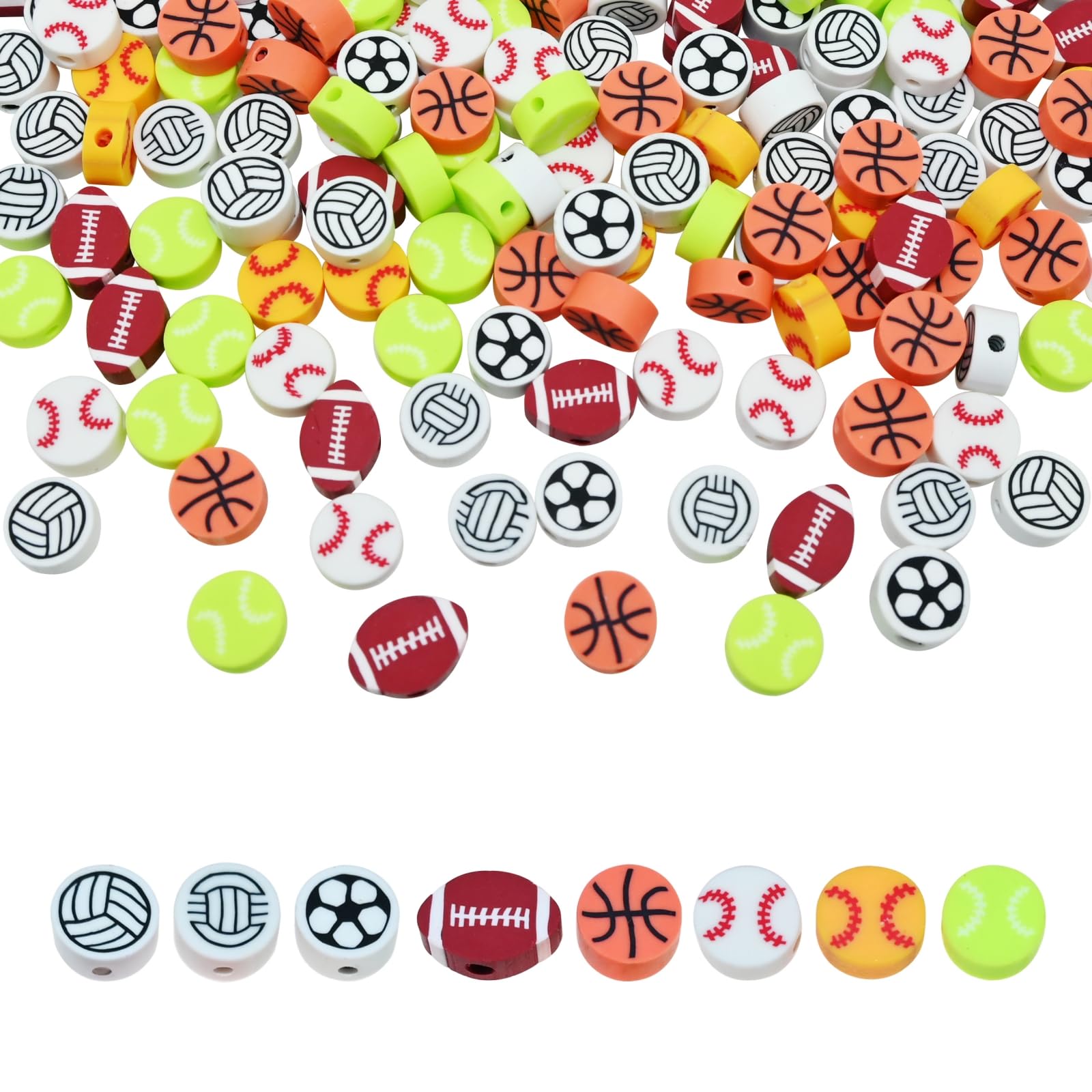 Photo 1 of Looconi 200pcs Multicolor Sports Ball Beads for Jewelry Making, Polymer Clay, Round, Loose Beads