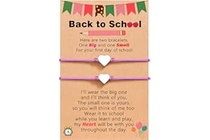 UNGENT THEM Back to School Mother Daughter Bracelets Matcing Heart Charm Wish Bracelets First day of School Gifts for Girls Boys