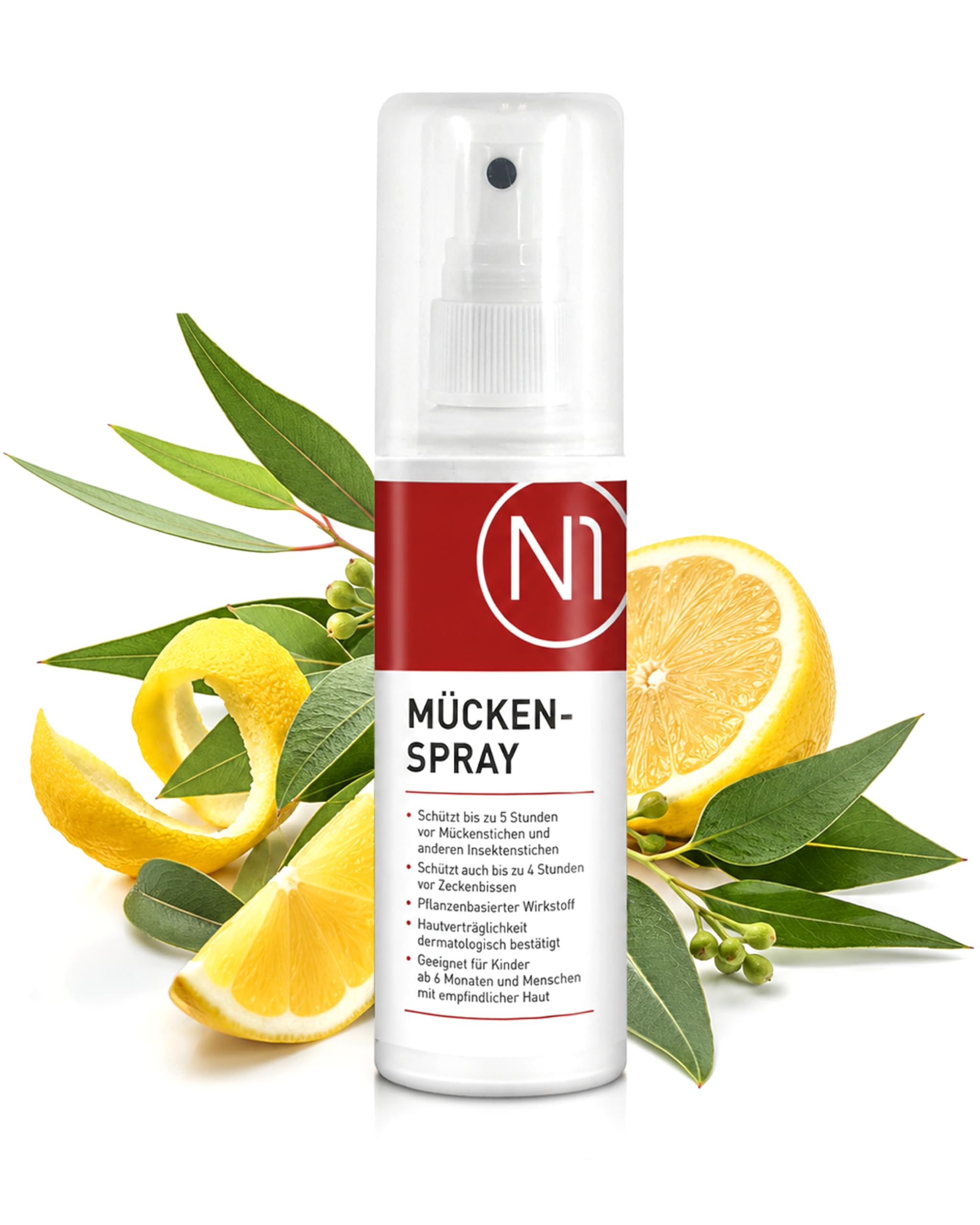 N1 Mückenspray 500 ml - Pflanzlicher Mückenschutz für Erwachsene & Kinder - effektive Mückenabwehr, hautverträglich, wasserfest & schweißresistent - Schutz gegen Mücken & Zecken mit Zitrusduft