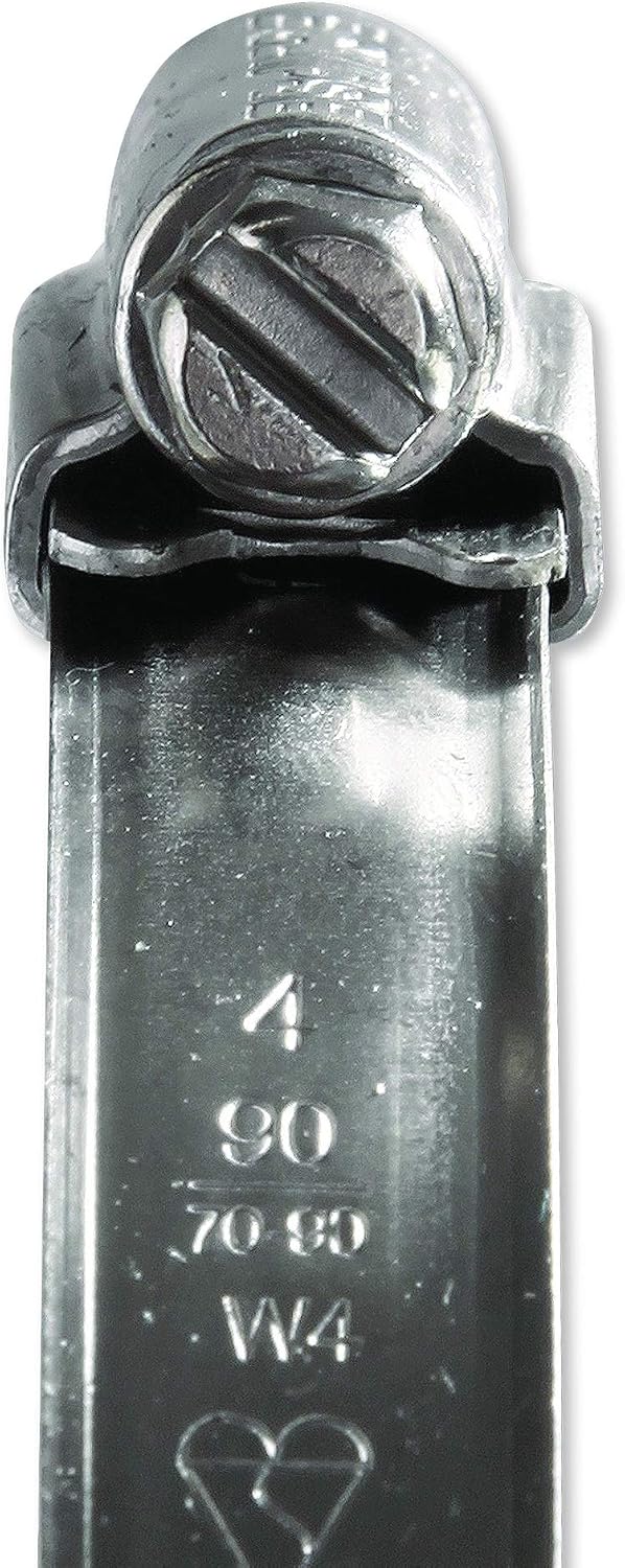 Eclipse Professional Tools ECW4-4 W4 Box of 5 70-90mm (2 ¾" - 3 ½") 304 Stainless Steel Worm Gear Hose Clamps - Image 5