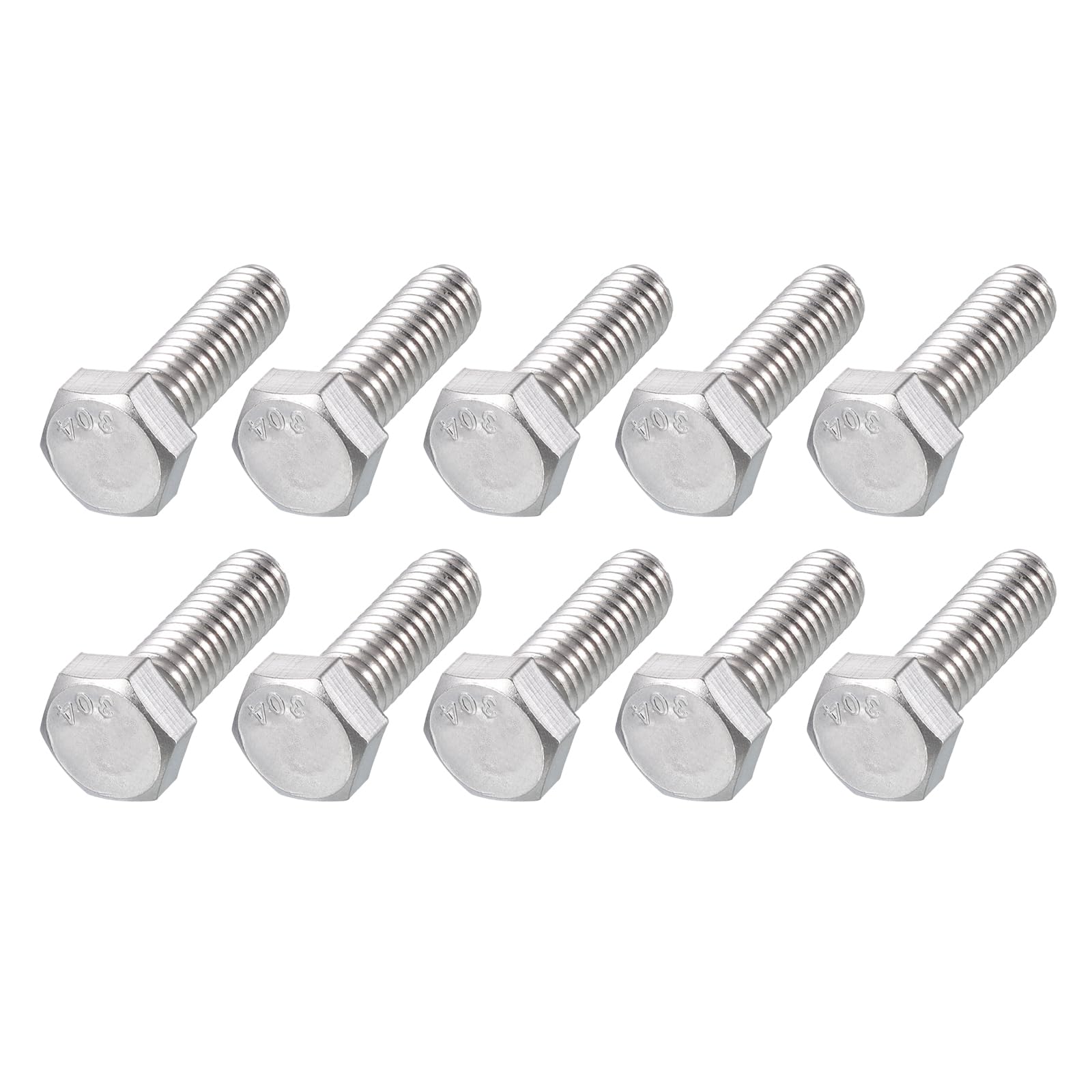 METALLIXITY Hex Head Bolts (5/16-18 x 1") 10Pcs, 304 Stainless Steel 18-8, Fully Threaded, External Hex Drive, Plain Finish, Hex Head Screw Bolt, Silver — image 1