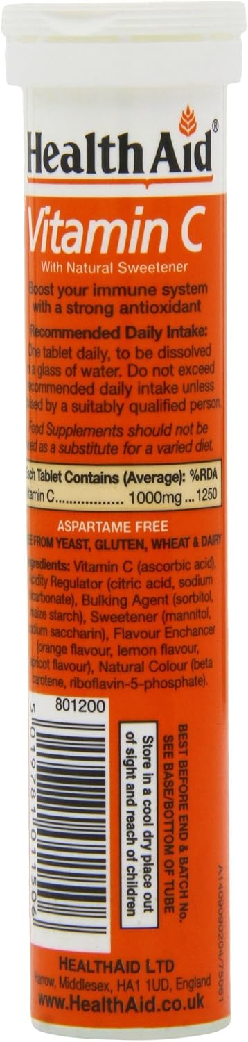 HealthAid Vitamin C 1000mg Effervescent Orange Flavour, 20 Tablets, White, 20 count (Pack of 1) - Image 5
