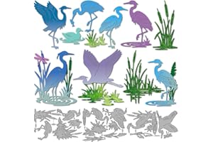 MAYJOYDIY Heron Wetland Metal Die Cuts Reeds Lake Cutting Dies Flying Birds Grass Embossing Template Dragonfly Carbon Steel C
