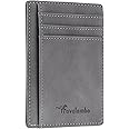 Travelambo Slim Wallet Front Pocket Minimalist Leather RFID Blocking Medium Size