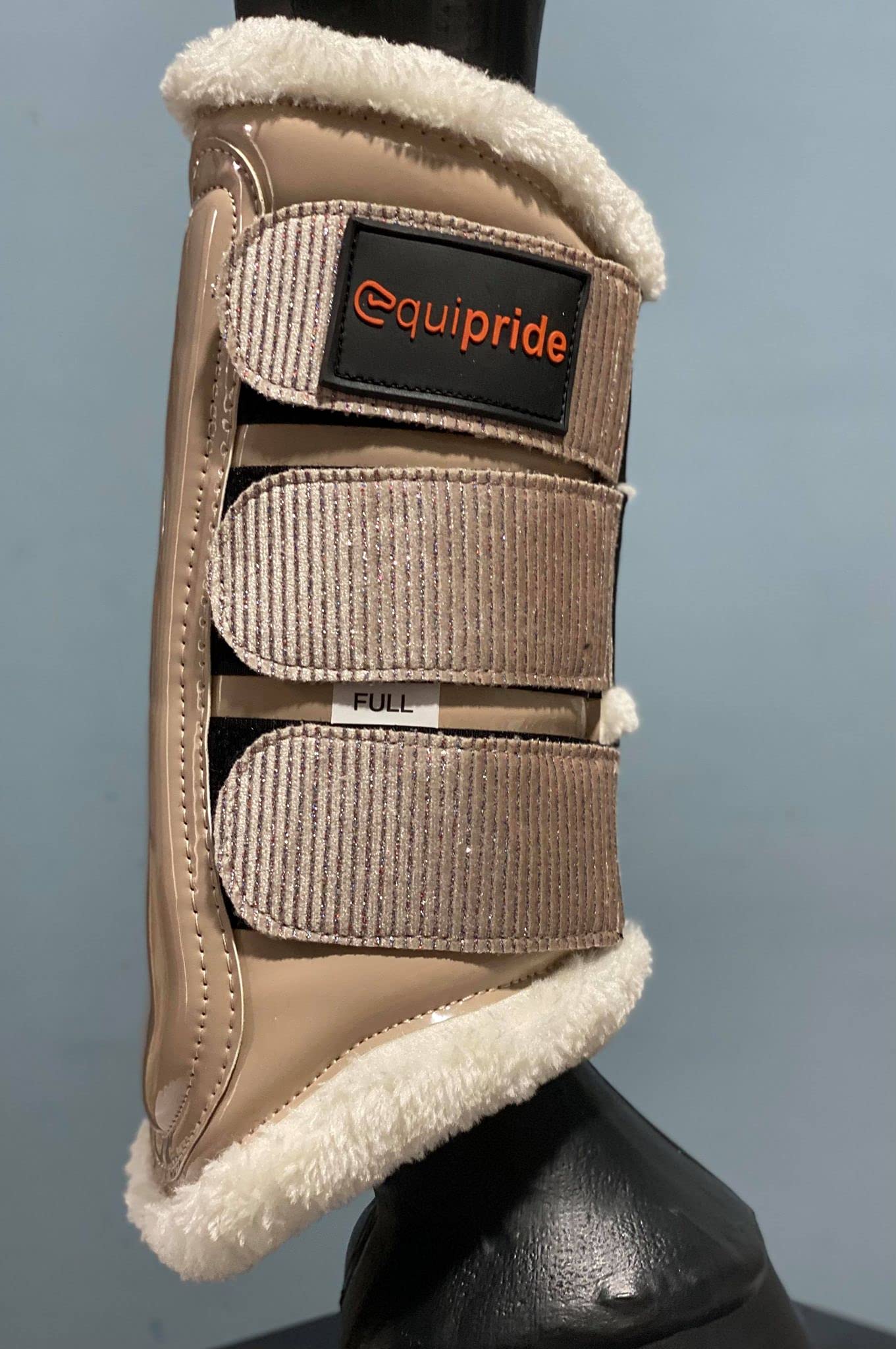 Equipride HORSE BRUSHING BOOTS SPARKLY GLITTER MATERIAL XL to Pony (Cob (M), Beige)