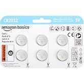 Amazon Basics CR2032 Lithium Batteries, 6-Pack, Child-Proof Package, Non-Coated - AirTag Compatible