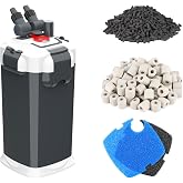 fishkeeper 390GPH Canister Filter, 3-Stage Filtration Aquarium Filter | Quartz Balls and Filter Cotton, Ultra-Quiet External Aquarium Canister Filter for Freshwater and Saltwater up to 100Gal (25W)