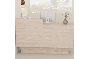 CANYIHB Front Reception Desk with Counter - Wood Modern with Storage Drawer for Salon Retail Office Checkout Barber Counter Table Mostrador para Negocio,Stone/Left - 39.4″x19.6″x41.3″