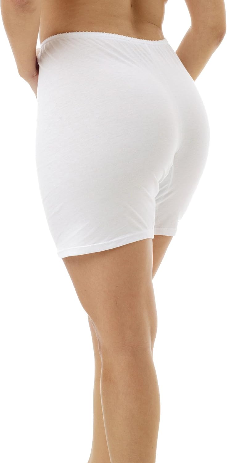 Underworks Womens 100% Cotton Cuff Leg Boy-Leg Brief Bloomers Pettipants 8-inch Inseam 3-Pack at  Women’s Clothing store